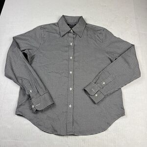 Chaps Womens No Iron Button Down Shirt Plaid Long Sleeve Collared Top PS Petites